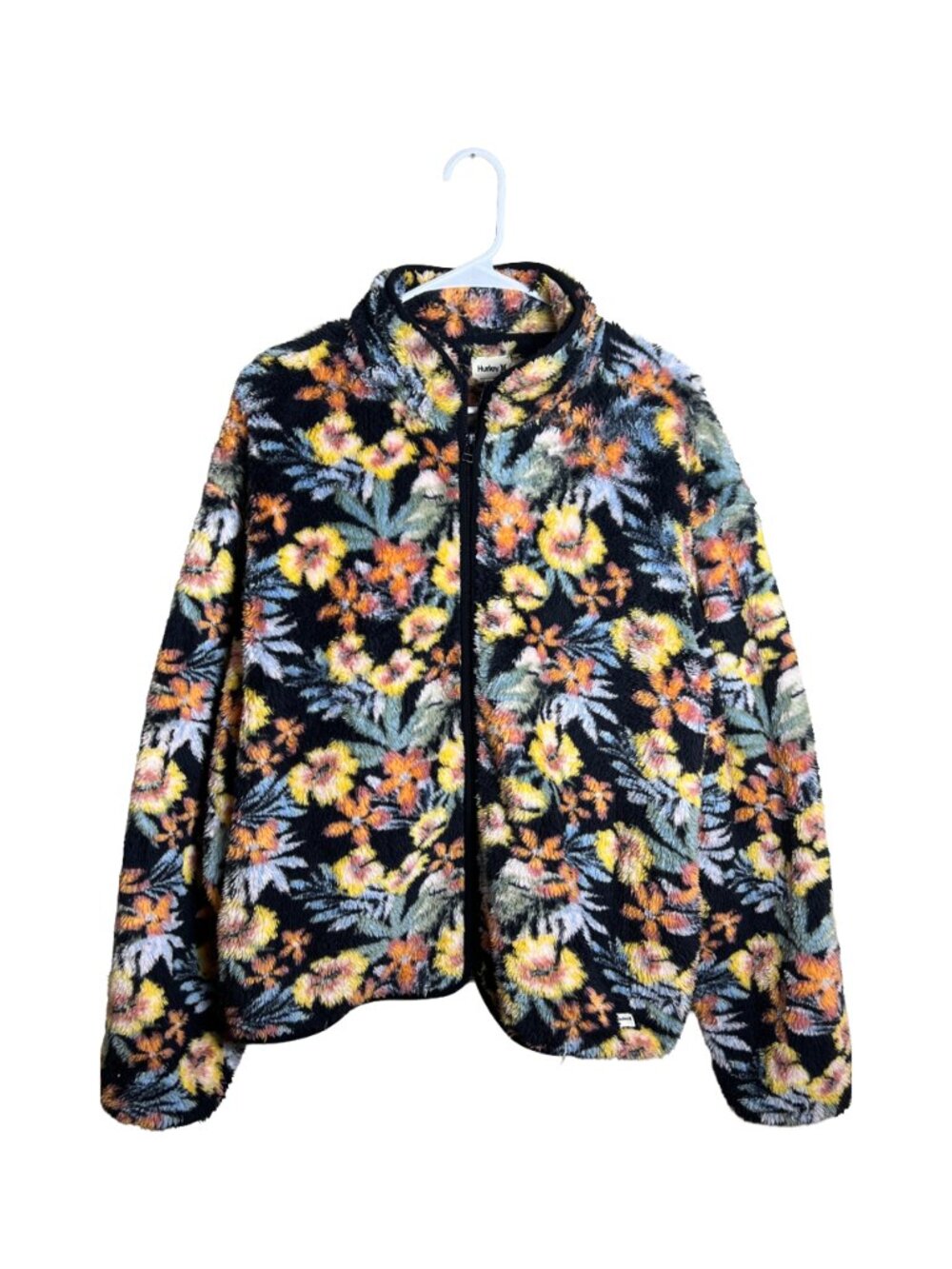 Hurley Floral Sherpa Zip‎ Up Fleece Jacket XL